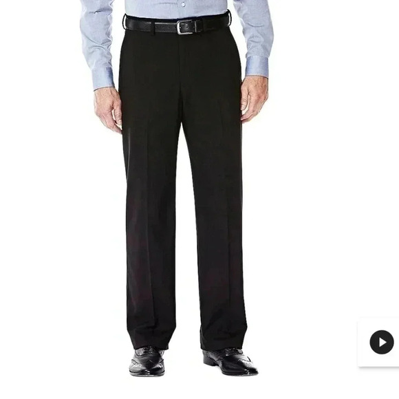 Haggar Men's Flat Front BIack Dress Pants - Picture 1 of 8
